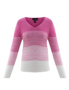 Marble Of Scotland Women's Gradient Stripe Sweater PINK