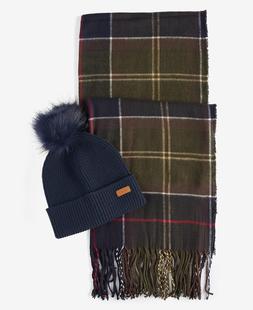 Barbour Dover Beanie & Hailes Scarf Gift Set CLASSIC