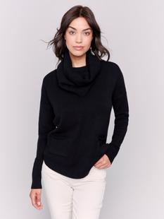 Charlie B Sweater With Removable Scarf BLACK