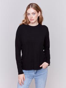 Charlie B Sweater with Side Buttons BLACK