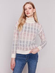 Charlie B Ombre Jacquard Knit Turtleneck Sweater AUTUMN