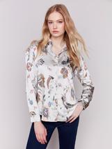 Charlie B Printed Satin Button-Down Shirt CASHMERE