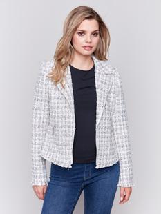 Charlie B Tweed Perfecto Jacket WHITE