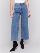 Charlie B Patch Pocket Flare Pants MEDIUMBLUE