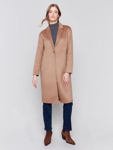 Charlie B Long Double-Faced Wool Coat TRUFFLE