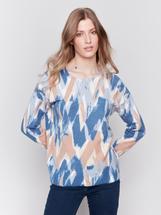 Charlie B Reversible Printed Crew Neck Sweater TRUFFLE