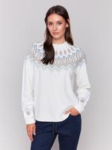 Charlie B Jacquard Knit Ski Sweater CREAM