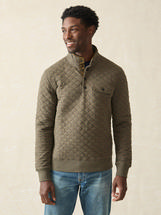 Faherty Men's Epic Quilted Fleece Pullover OLIVEMELANGE