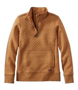 LL Bean Women's Quilted Quarter-Zip Pullover SADDLE