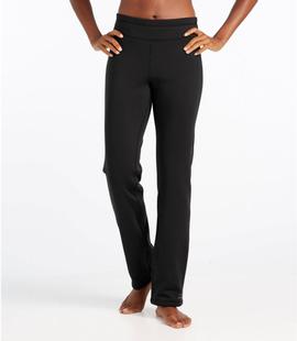 LL Bean Women's PrimaLoft ThermaStretch Fleece Pants, Mid-Rise Straight-Leg -Regular BLACK