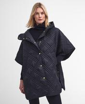 Barbour Women's Astor Quilted Cape BLACK/MUTEDCABERNETTARTAN