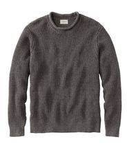 LL Bean Men's Organic Cotton Waffle Sweater Rollneck Crew DARKCINDER