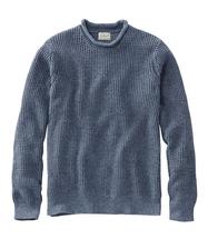 LL Bean Men's Organic Cotton Waffle Sweater Rollneck Crew VINTAGEINDIGO