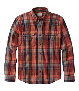 LL Bean Men's 1912 Field Flannel Shirt, Slightly Fitted Untucked Fit, Plaid CURRANT