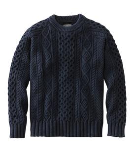 LL Bean Men's Signature Cotton Fisherman Sweater NAVY