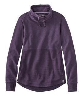 LL Bean Women's Cozy Mixed-Knit Pullover DARKESTPURPLEHEATHER