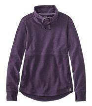 LL Bean Women's Cozy Mixed-Knit Pullover DARKESTPURPLEHEATHER