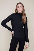 Renuar Women's Ruffle Turtleneck Sweater BLACK