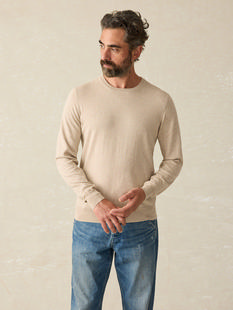 Faherty Men's Movement Crewneck Sweater SOFTDUNEHEATHER