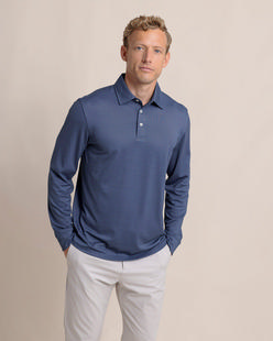 Southern Tide Men's Belfair Long Sleeve Performance Polo LIGHTINDIGO