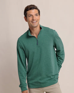 Southern Tide Men's Whyche Interlock Heather Quarter Zip HEATHERSALTMEADOW