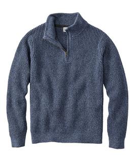 L.L. Bean Men's Organic Cotton Waffle Sweater, Quarter Zip VINTAGEINDIGO