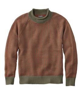 L.L. Bean Men's Signature Organic Cotton Rollneck Sweater, Fair Isle DUSTYOLIVE/SIENNAORANGEBIRDSEYE