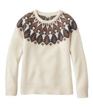 L.L. Bean Women's Bean's Classic Ragg Wool Sweater, Crewneck Fair Isle UNDYED