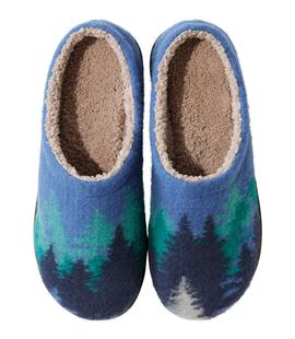 L.L. Bean Women's Daybreak Scuffs, Motif RUSTICBLUE/OMBRETREES