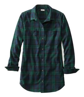 L.L. Bean Women's Scotch Plaid Flannel Shirt, Tunic BLACKWATCH