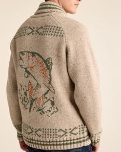 Pendleton Men's Salmon Falls Lambswool Cardigan OATMEAL