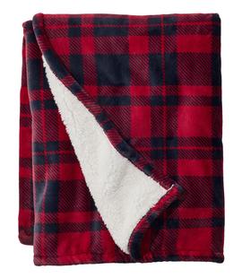 L.L. Bean Wicked Plush Sherpa Throw, Plaid - X-Large MOUNTAINRED