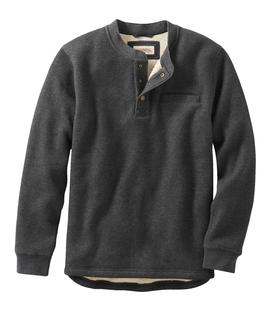 L.L. Bean Men's Katahdin Iron Works Bonded Waffle Fleece Henley CHARCOALHEATHER