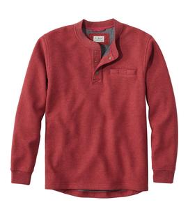 L.L. Bean Men's Katahdin Iron Works Bonded Waffle Fleece Henley MOUNTAINREDHEATHER