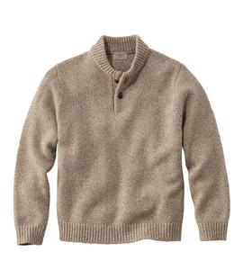 L.L. Bean Men's Classic Ragg Wool Sweater, Henley NATURAL