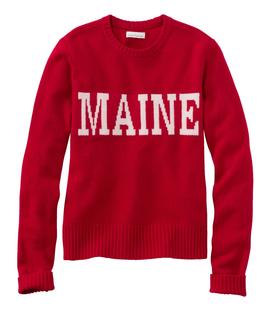 L.L. Bean Women's Signature Camp Merino Wool Sweater, Pullover Intarsia ROYALREDMAINE