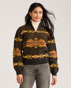 Pendleton Women's Quarter-Zip Merino Sweater CHARCOALMULTI