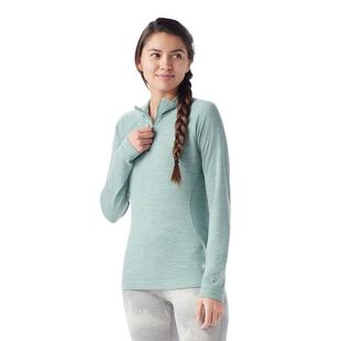 Smartwool Women's Classic Thermal Merino Base Layer 1/4 Zip ARCTICGREENHEATHER