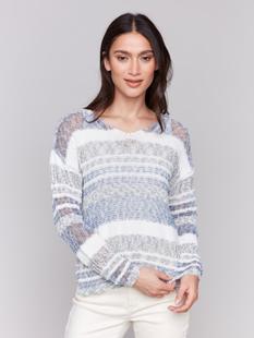 Charlie B Multi-Yarn Striped Sweater DENIM