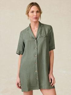Faherty Women's Paradise Point Linen Dress THYME