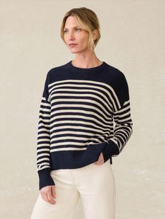 Faherty Women's Miramar Linen Crewneck LIGHTHOUSEPOINT